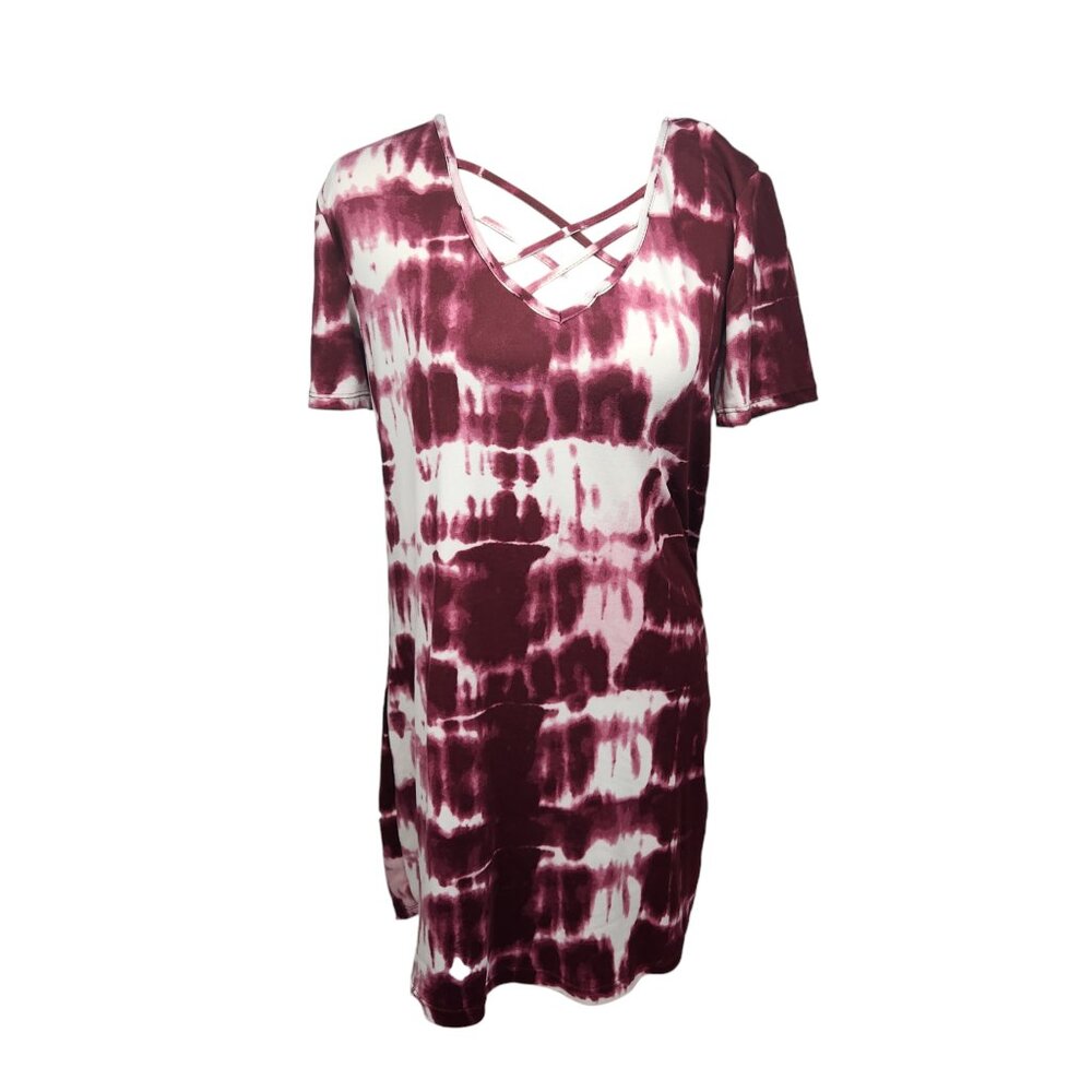 Love Red Tie Dye Tunic Dress Women XL